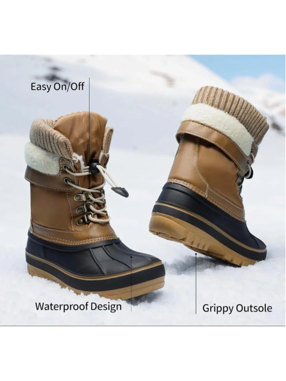 DREAM PAIRS Boys Girls Snow Boots Water-Resistant Outdoor Warm Cozy Anti-Slip 3